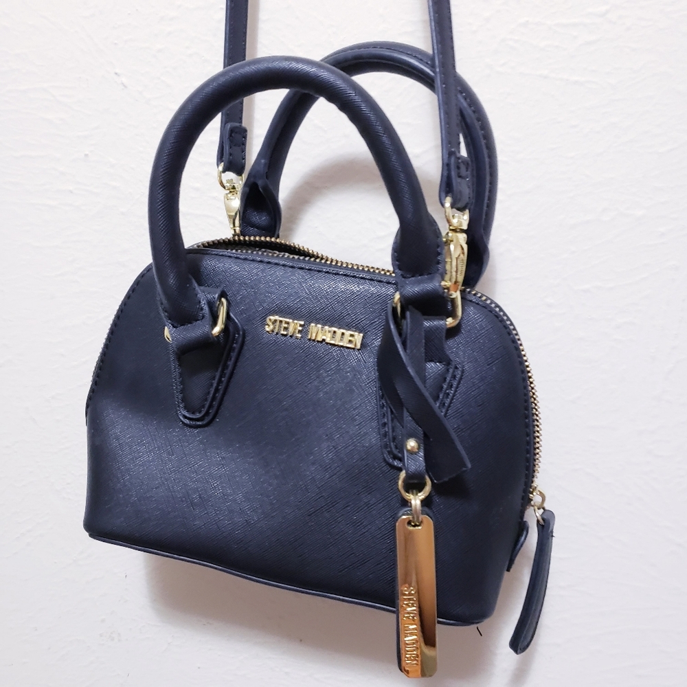 Black top handle crossbody handbag
